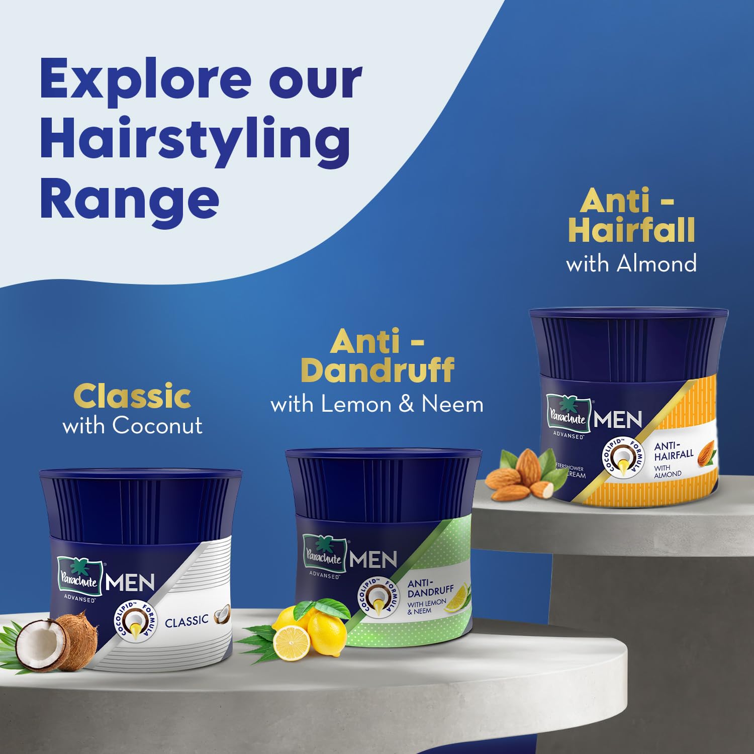Parachute Advansed Parachute Hair Cream For Men, Anti Hairfall |Hair Cream After Shower |Non Sticky Oil Replacement Hair Cream, 100g (Pack of 3)