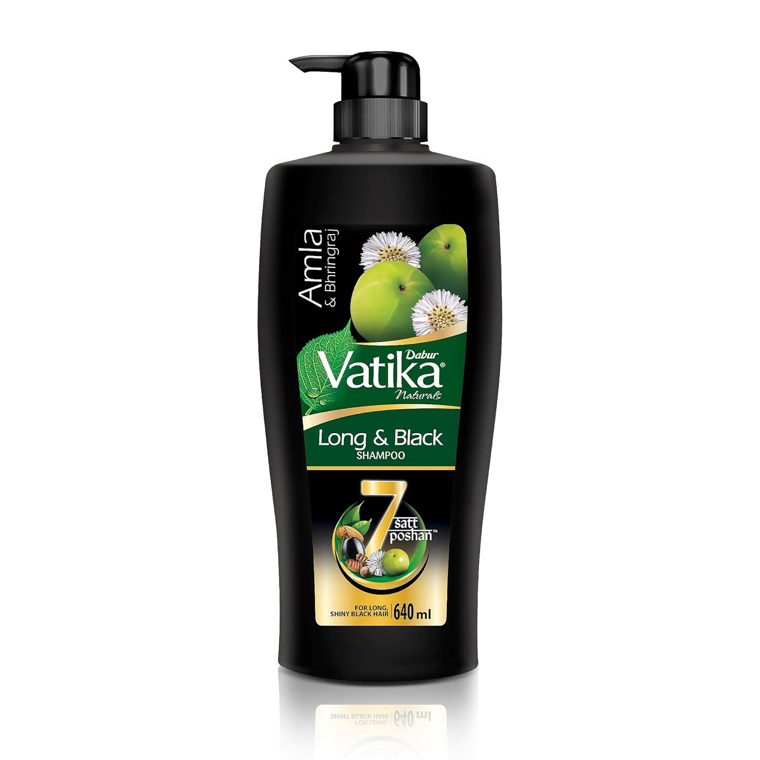 Dabur Vatika Long & Black Shampoo With The Goodness Of Amla & Bhringraj For Shiny, Black Hair, 640ml & Vatika Health Shampoo With Henna & Amla For Problem Free
