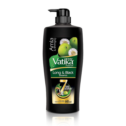 Dabur Vatika Long & Black Shampoo With The Goodness Of Amla & Bhringraj For Shiny, Black Hair, 640ml & Vatika Health Shampoo With Henna & Amla For Problem Free