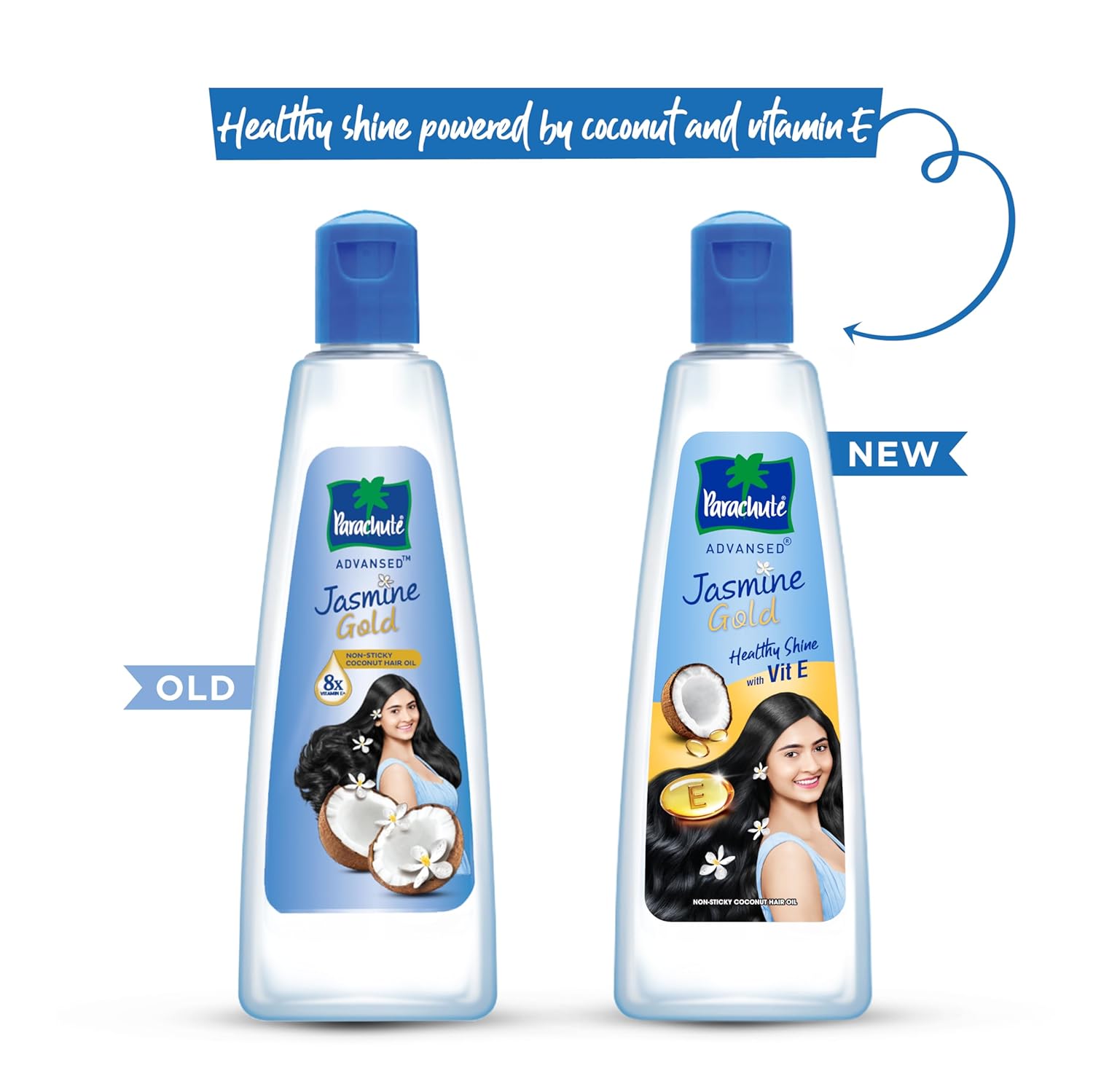 Parachute Advansed Jasmine Gold Coconut Hair Oil With Vitamin-E For Super Shiny Hair, Non-sticky, 300ml