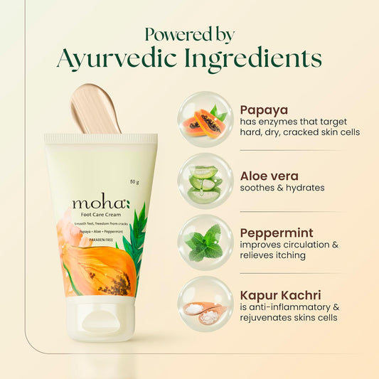 Moha Foot Cream for Dry & Cracked Feet | Deep Nourishment & Fast Healing Heel Repair Cream  | Softening, Exfoliating & Paraben-Free Foot Care for Men & Women - 50g (Pack of 1)