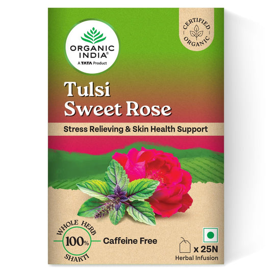 A TATA Product - Organic India Tulsi Sweet Rose - 25 Tea Bags