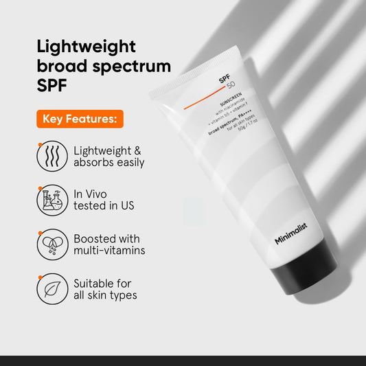 SPF 50 Sunscreen With Niacinamide Multivitamins No White Cast Broad Spectrum