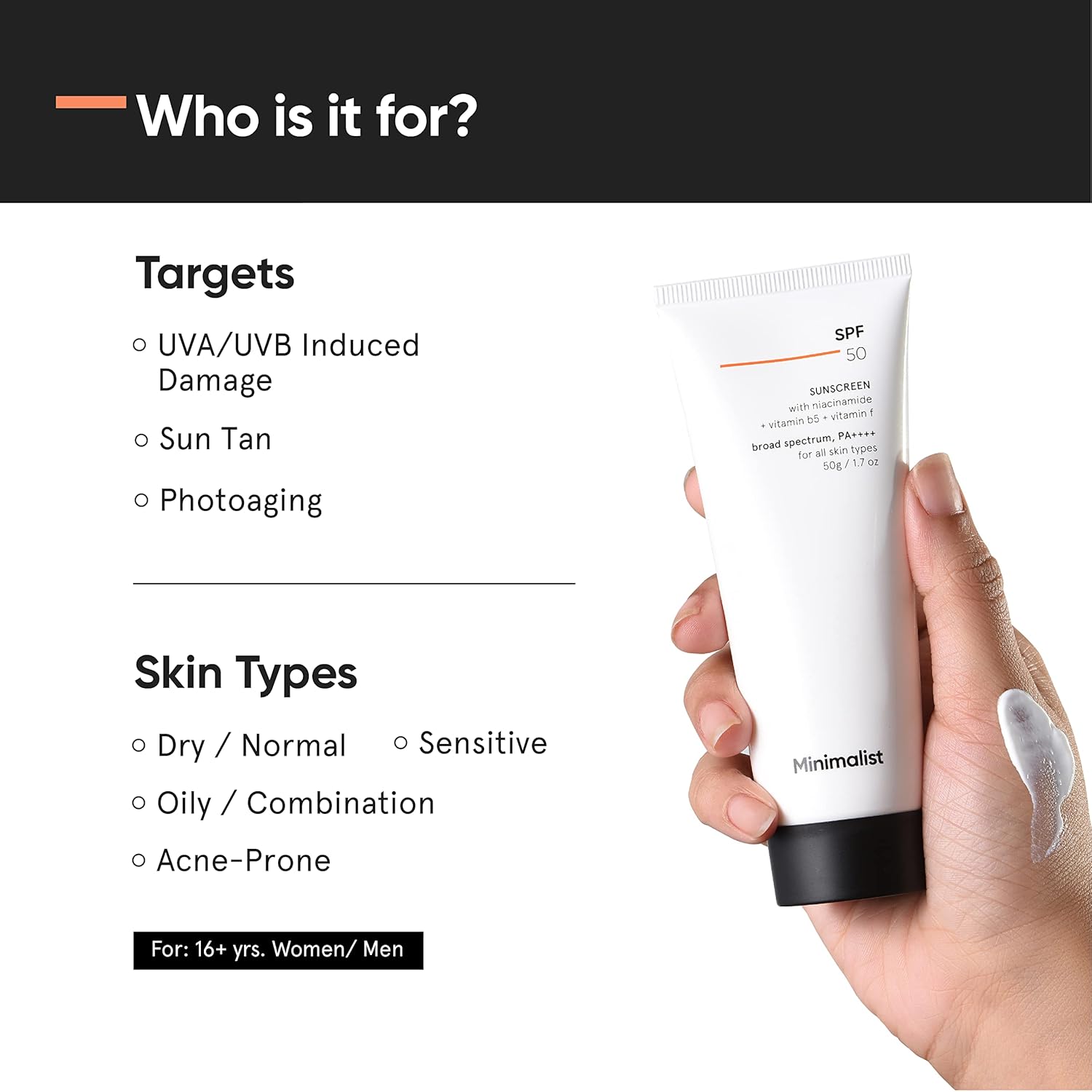 SPF 50 Sunscreen With Niacinamide Multivitamins No White Cast Broad Spectrum