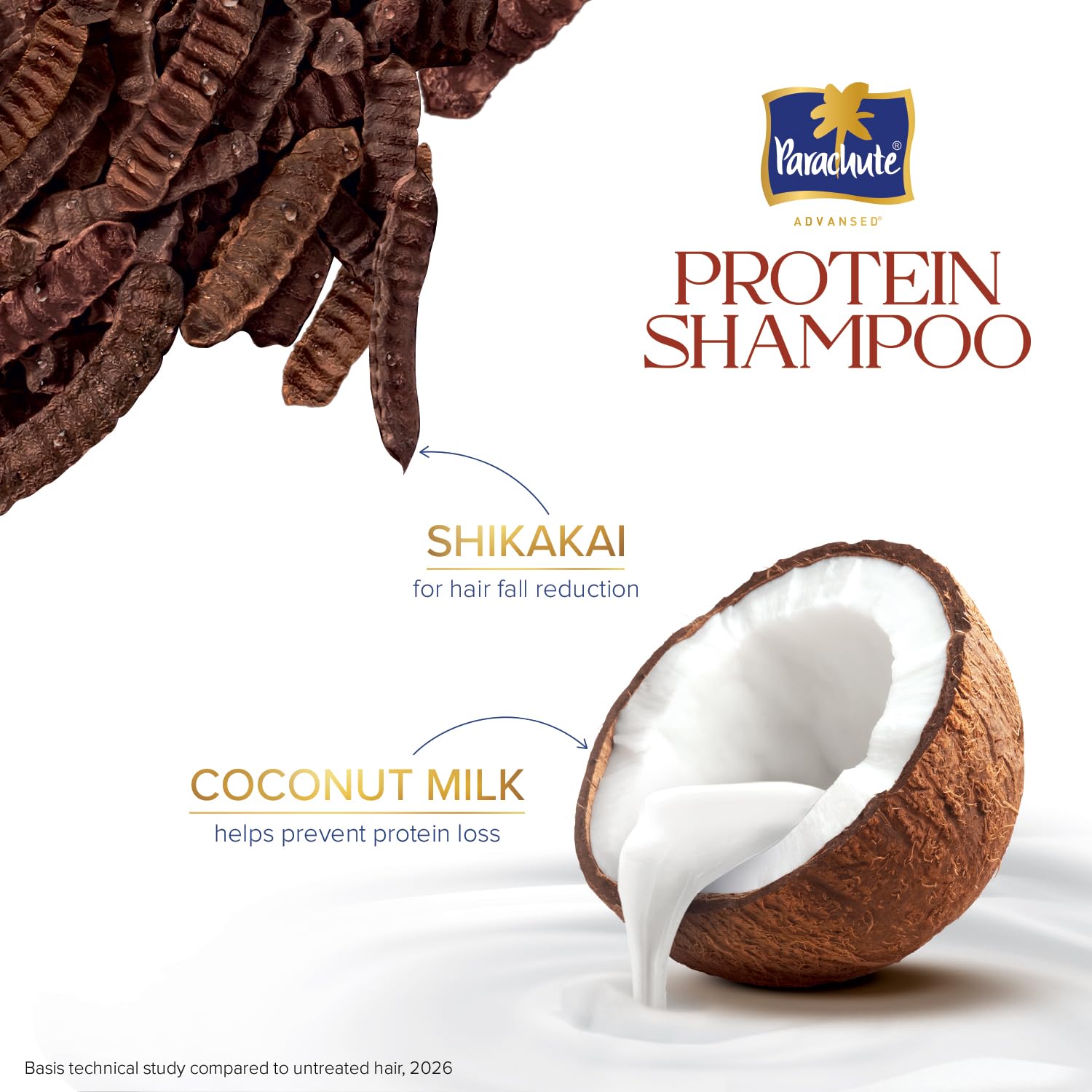 Parachute Advansed Protein Shampoo with Coconut Milk & Shikakai | Up to 96% Hair Fall Reduction & up to 23X Hair Fall Control | Protein Lock Technology | Paraben free | For Men & Women | 650ml