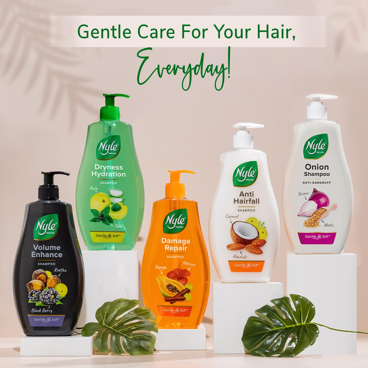 Nyle Naturals Volume Enhance Anti Hairfall Shampoo, With Reetha And Blackberry, Gentle and soft shampoo, PH balanced and Paraben free, 800ml