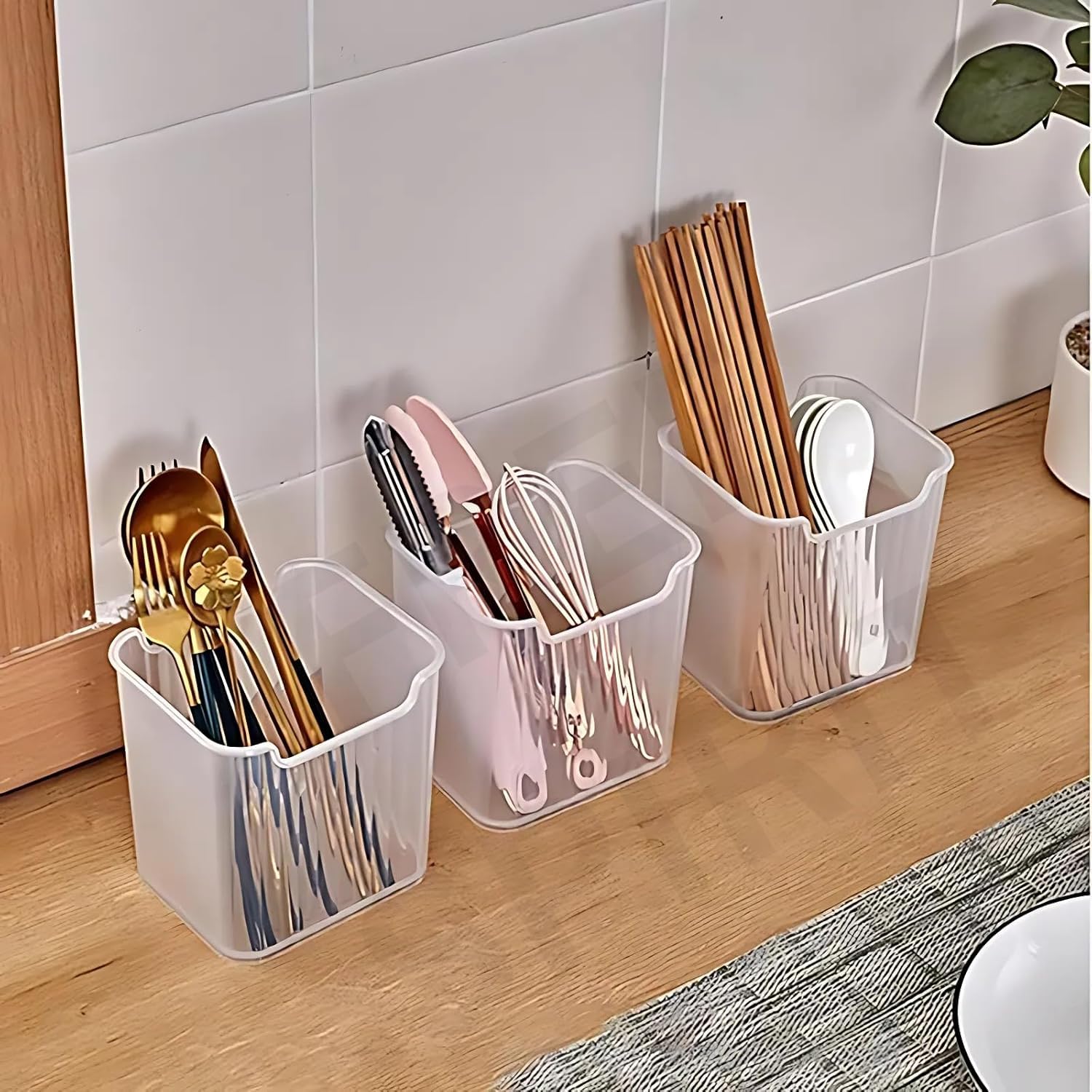 Fridge Door Storage Containers Set of 6 | Vertical Kitchen Organizer Bins for Fruits, Vegetables & Snacks | Deep Space Saving Refrigerator Shelf Boxes | Frosted Clear Plastic