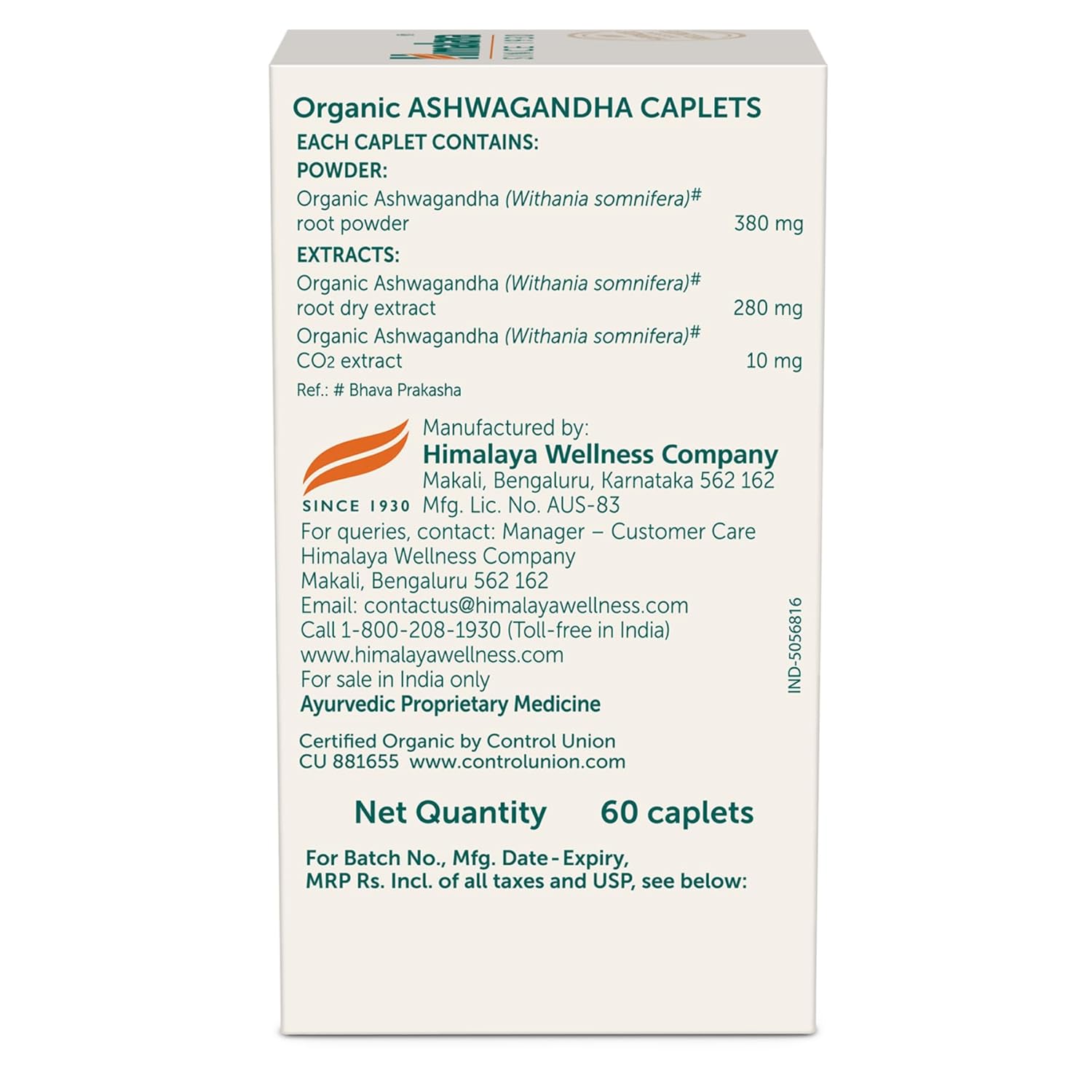 Himalaya Organic Ashwagandha 670Mg
