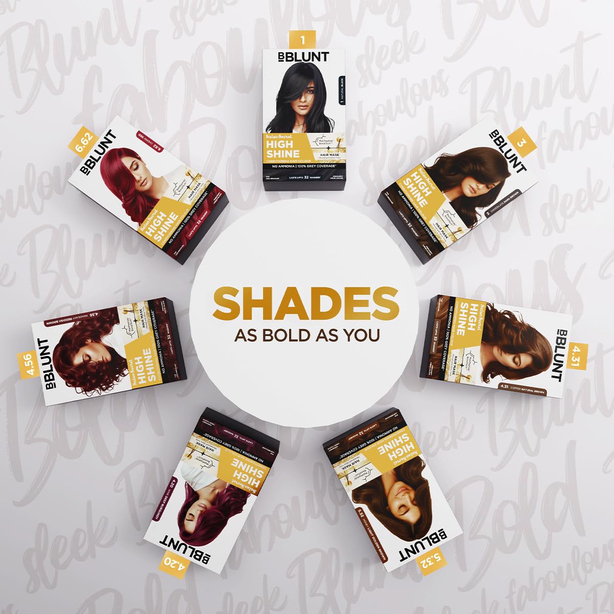 BBLUNT Salon Secret High Shine Conditioning Hair Colour With MaliPeptide BondTech™ to reduce breakage | Coffee Natural Brown 4.31 | No Ammonia 100%, Grey Coverage | Long Lasting Colour | Salon at home