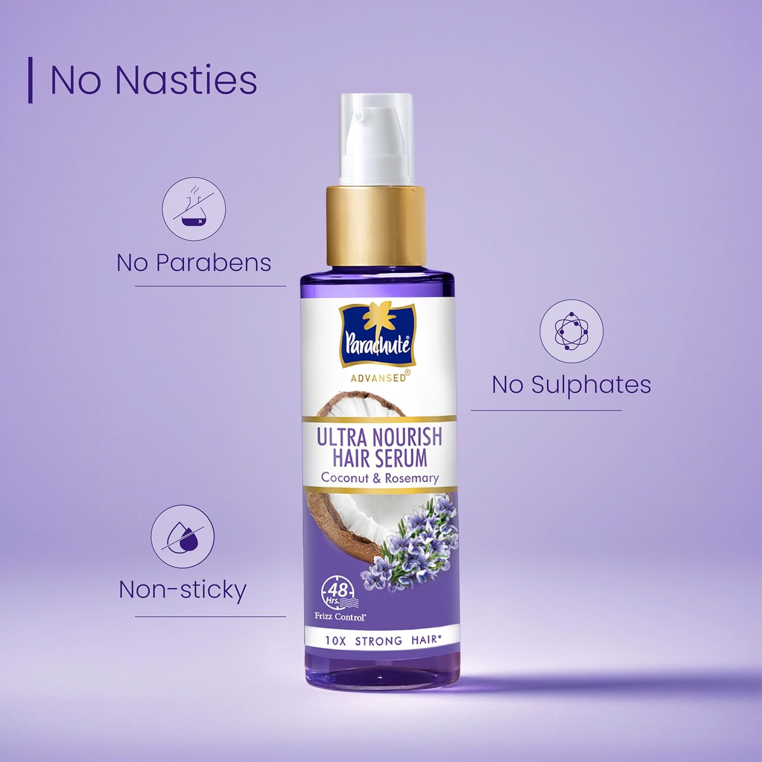 Parachute Advansed Ultra Nourish Hair Serum | Coconut & Rosemary | 48 Hr Frizz Control | 10X Strong Hair | 100ml
