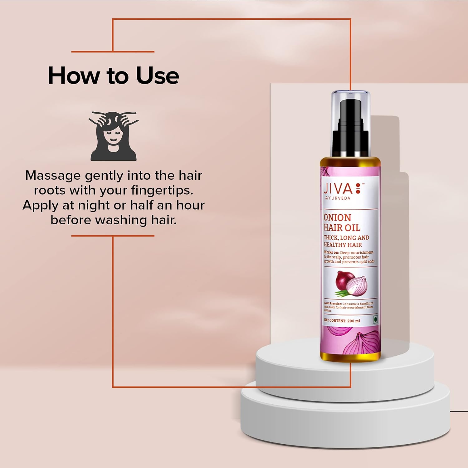 Jiva Ayurveda Onion Hair Oil (200 ml) For deep nourishment to the scalp, hair growth, dullness and split ends