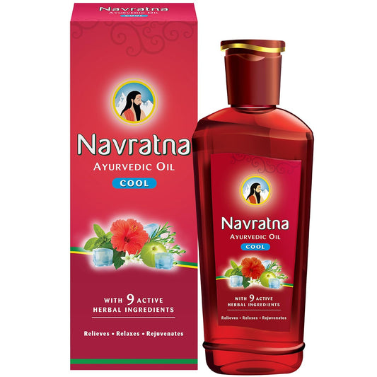 Navratna Ayurvedic Cool Oil | Combination of 9 Ayurvedic Herbs | Relieves Headache, Body ache, Tiredness, Sleeplessness & Tension 300