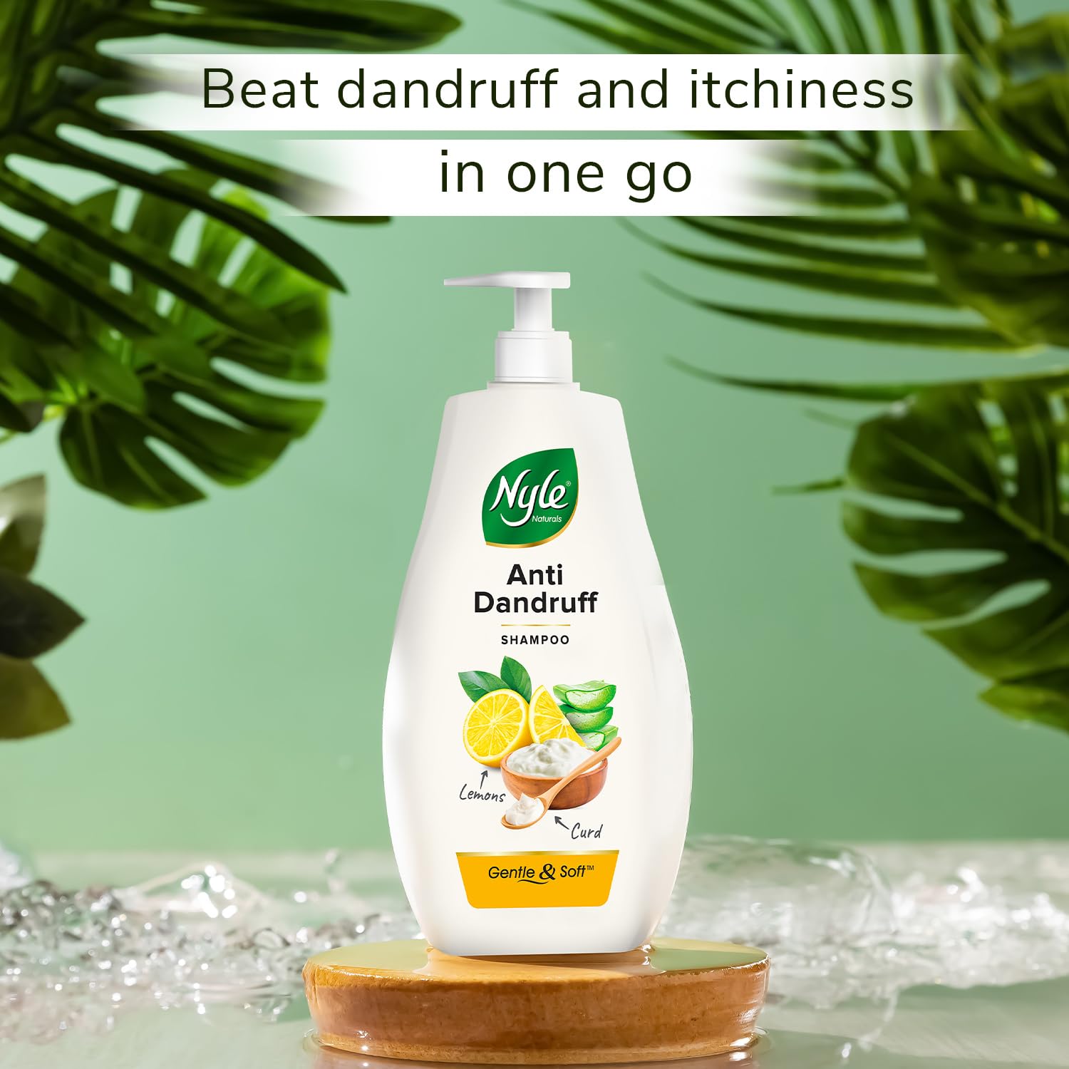 Nyle Naturals Anti Dandruff Shampoo 800ml | Enriched with Curd and Lemon for Fresh, Clear Scalp, Effective Flake Control | Mild Formula for Everyday Use