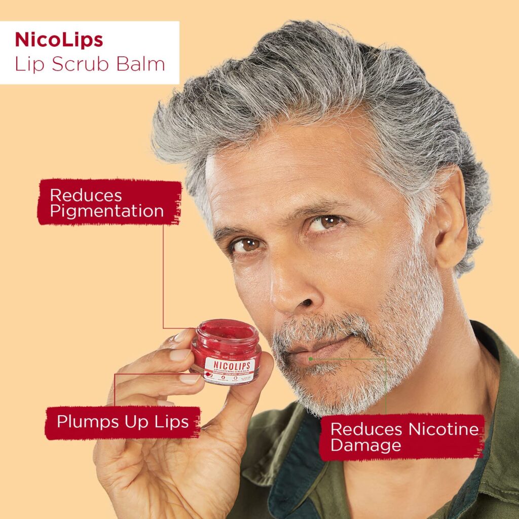 Bella Vita Organic NicoLips Lip Scrub Balm – 20 g For Dark Lips for Men and Women Dry Lips / Smoker / Chapped Lip