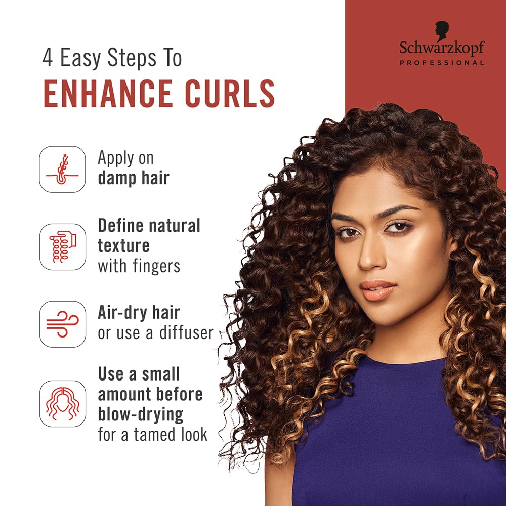 Schwarzkopf Professional OSiS+ Bounty Balm Rich Curl Cream For Taming and Enhanceing The Curly and Wavy Hair | Adds Shine & Softness With Glycerin, Red Algae, and Brown Algae Derivative - 150ml