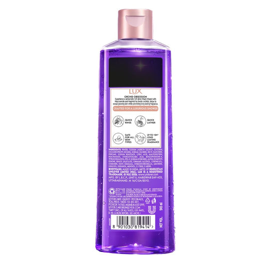 LUX Orchid Obsession Bodywash, 245ml, for Radiant & Bouncy Skin feel, with Niacinamide & Exotic Orchid fragrance, Upto 12Hr Long-Lasting Fragrance