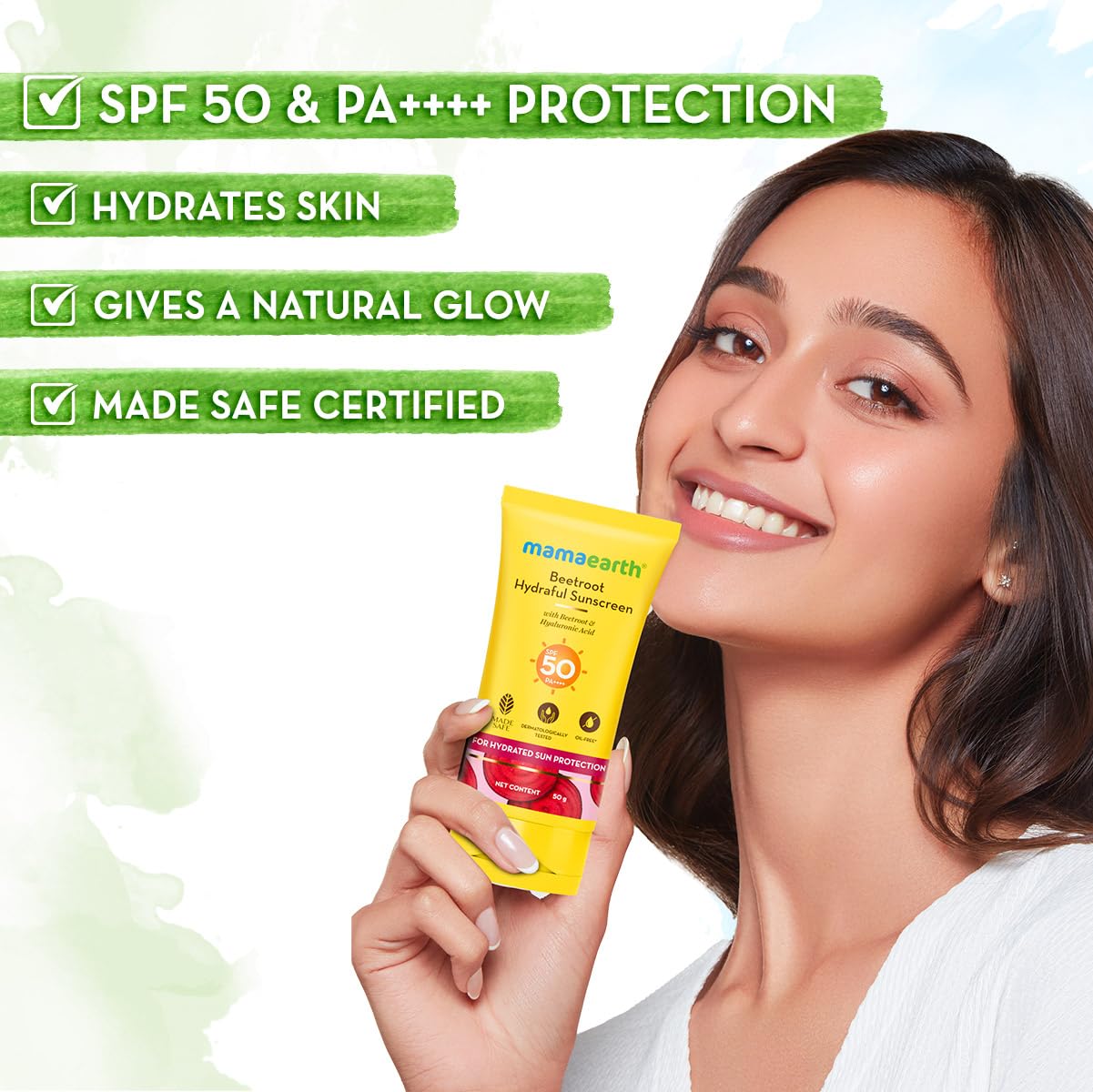 Mamaearth Beetroot Hydraful Sunscreen SPF 50 & PA++++ - 50 gm