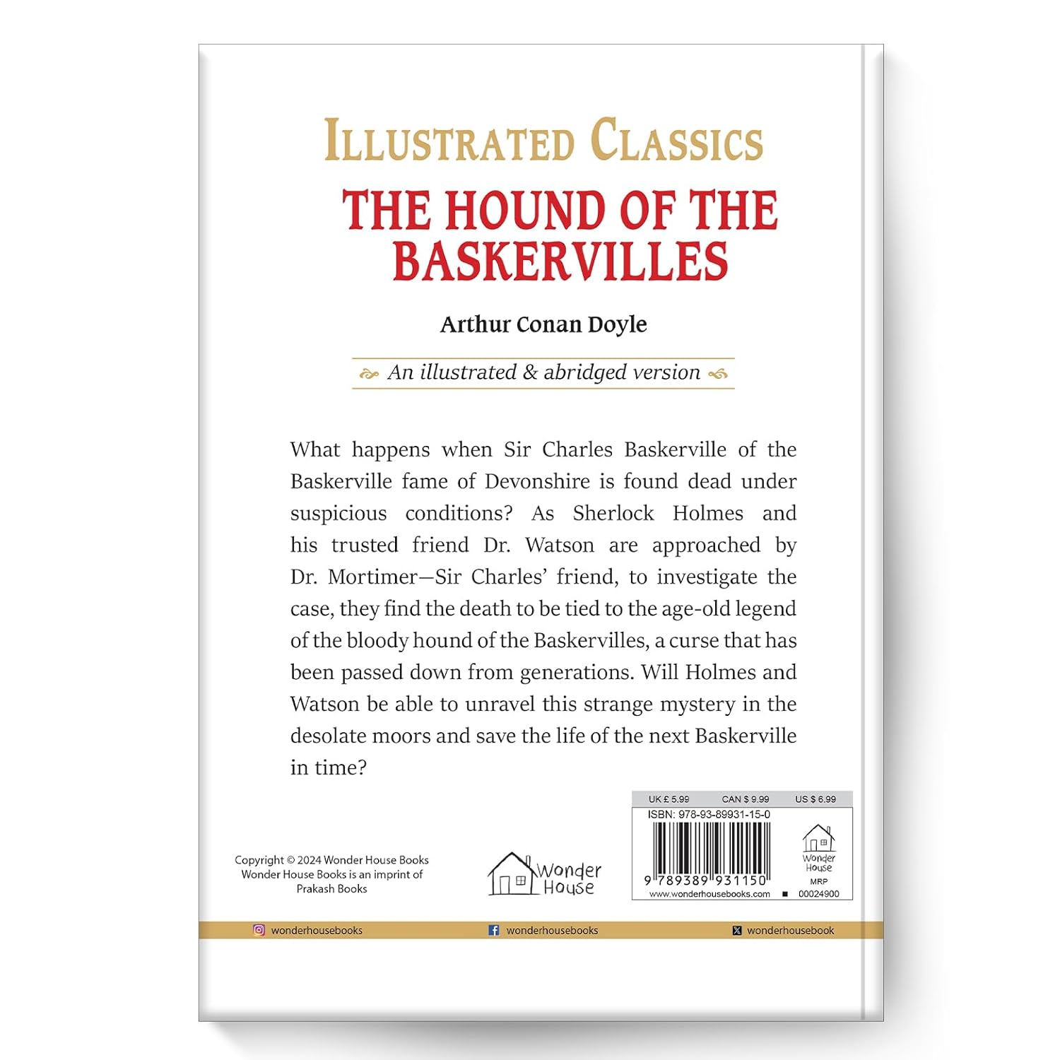 The Hound of the Baskervilles: Illustrated Abridged Children Classics English Novel With Review Questions (Hardback) Book