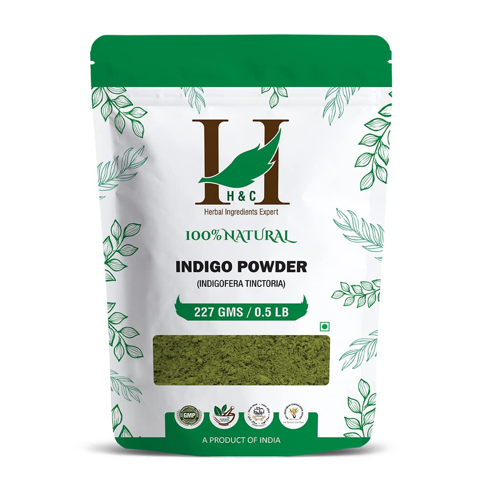 H&C Herbal Ingredients Expert Natural Indigo Powder (Indigofera Tinctoria) for Hair, 227g – Black