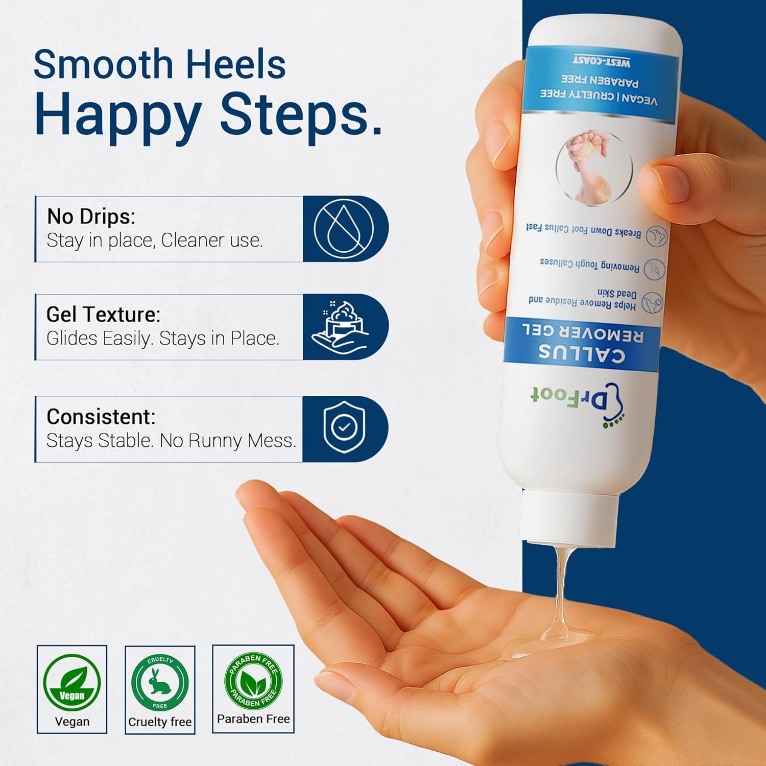 Dr Foot | Callus Remover for Feet | Callus Remover Gel | Feet Dead Skin Remover | Foot Cream for Cracked Heels | Foot Cleaner for Dead Skin | With Urea, Coconut Oil & Aloe Vera | For Men & Women