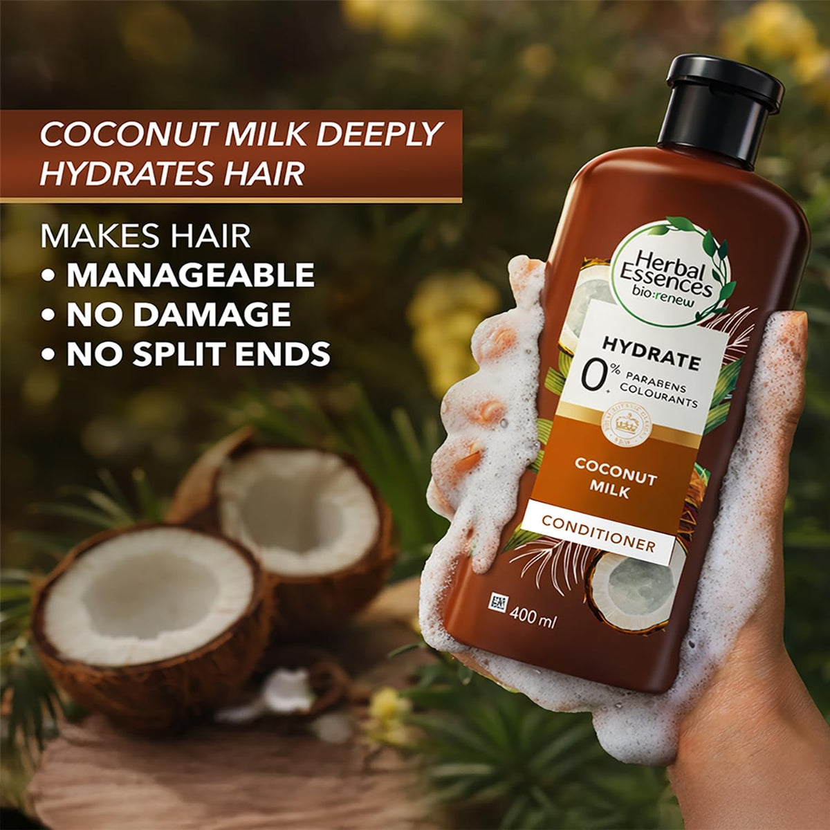 Herbal Essences Coconut Milk CONDITIONER- For Hydration- No Paraben, No Colorants, No Gluten , 400 ML