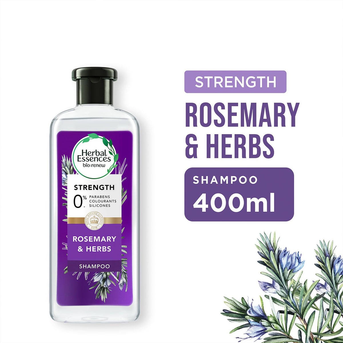 Herbal Essences bio:renew Rosemary and Herbs SHAMPOO, 400ml, No Parabens No Colorants