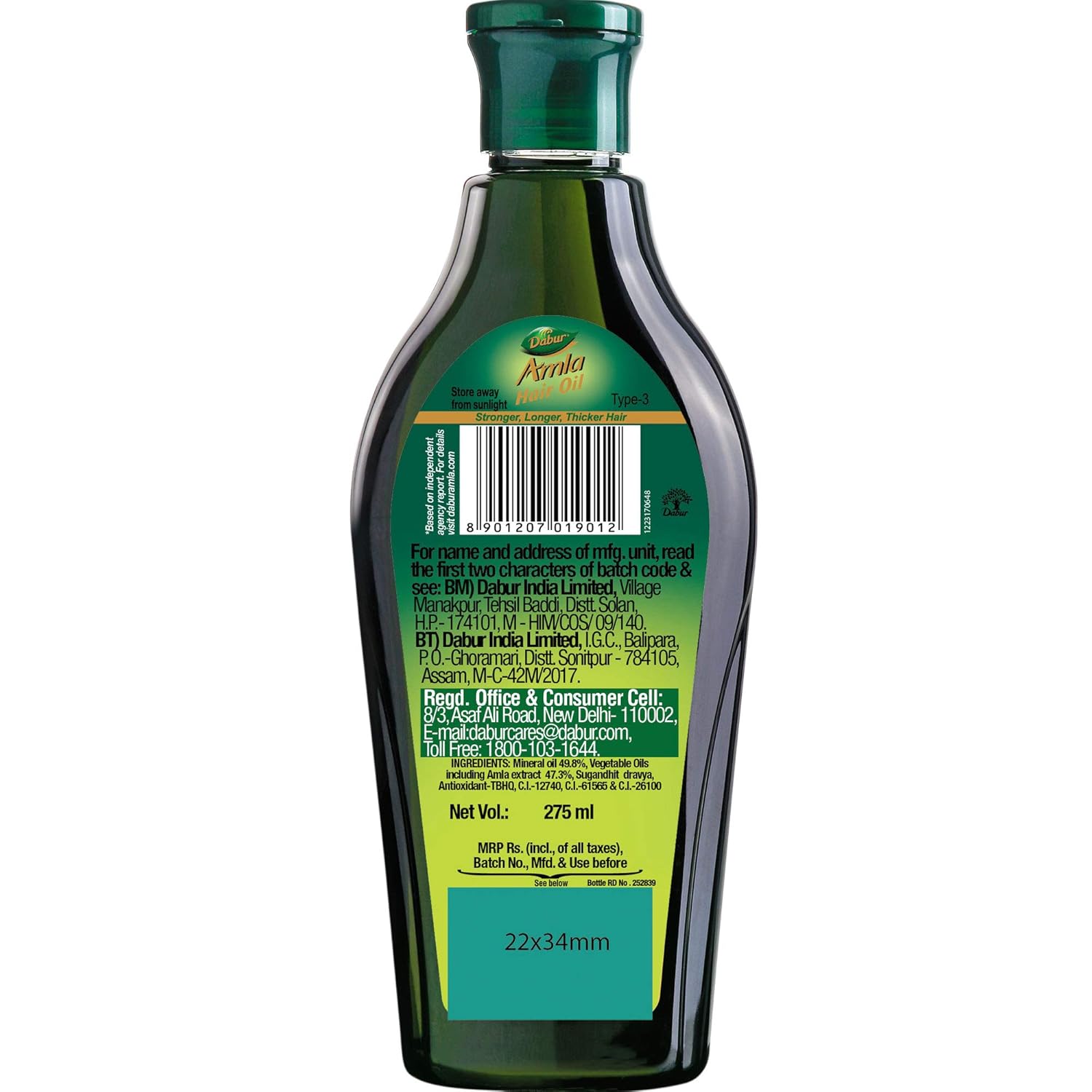 Dabur Amla Hair Oil - for Strong , Long and Thick Hair 275ml