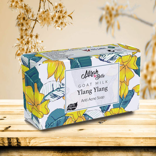 Mirah Belle - Organic Goat Milk, Ylang Ylang Anti Acne Soap Bar (125 GMS) Best for Blemished, Acne Prone Skin - Natural, Herbal and Handmade Soap