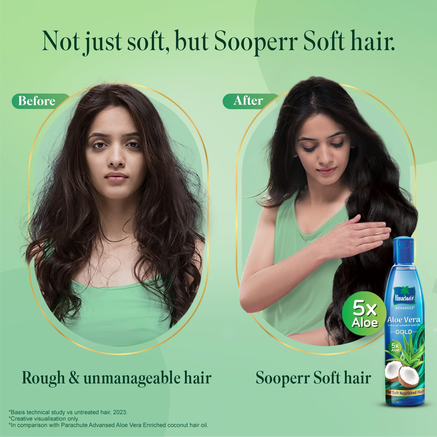 Parachute Advansed Aloe Vera Enriched Coconut Hair Oil Gold | 5X Aloe Vera With Coconut | Makes Hair Sooperr Soft | 600ml
