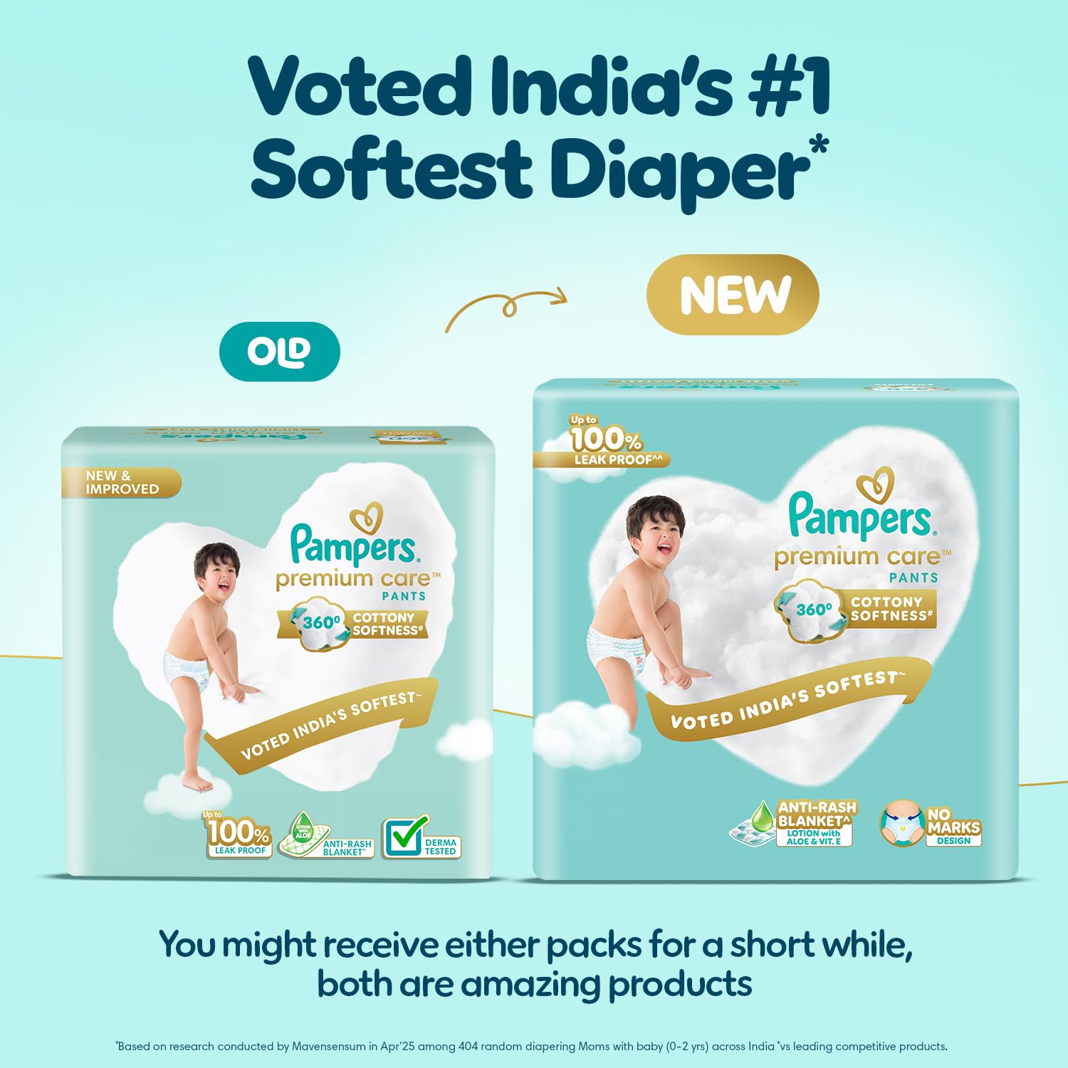 Pampers Premium Care Pant Style Baby Diapers XL 36 Count | No Marks Design | Voted India’s #1 Softest Diaper | All in 1 diaper with 360 Cottony Softness