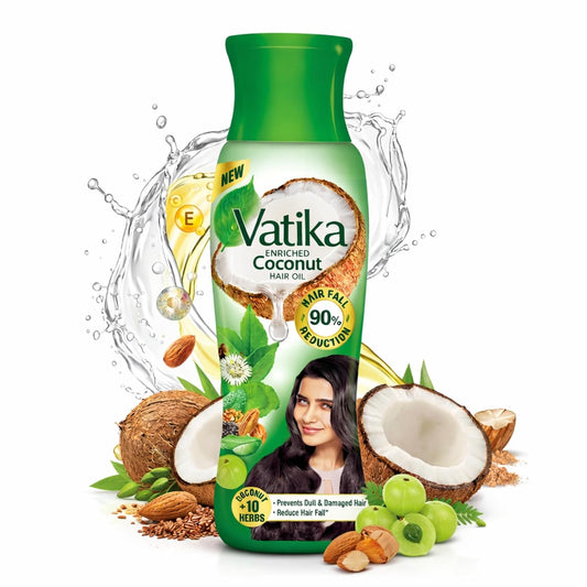 Dabur Vatika Enriched Coconut Hair Oil - 100ml | For Strong, Thick & Shiny Hair | Good for Scalp Health | Enriched with 10 Herbs