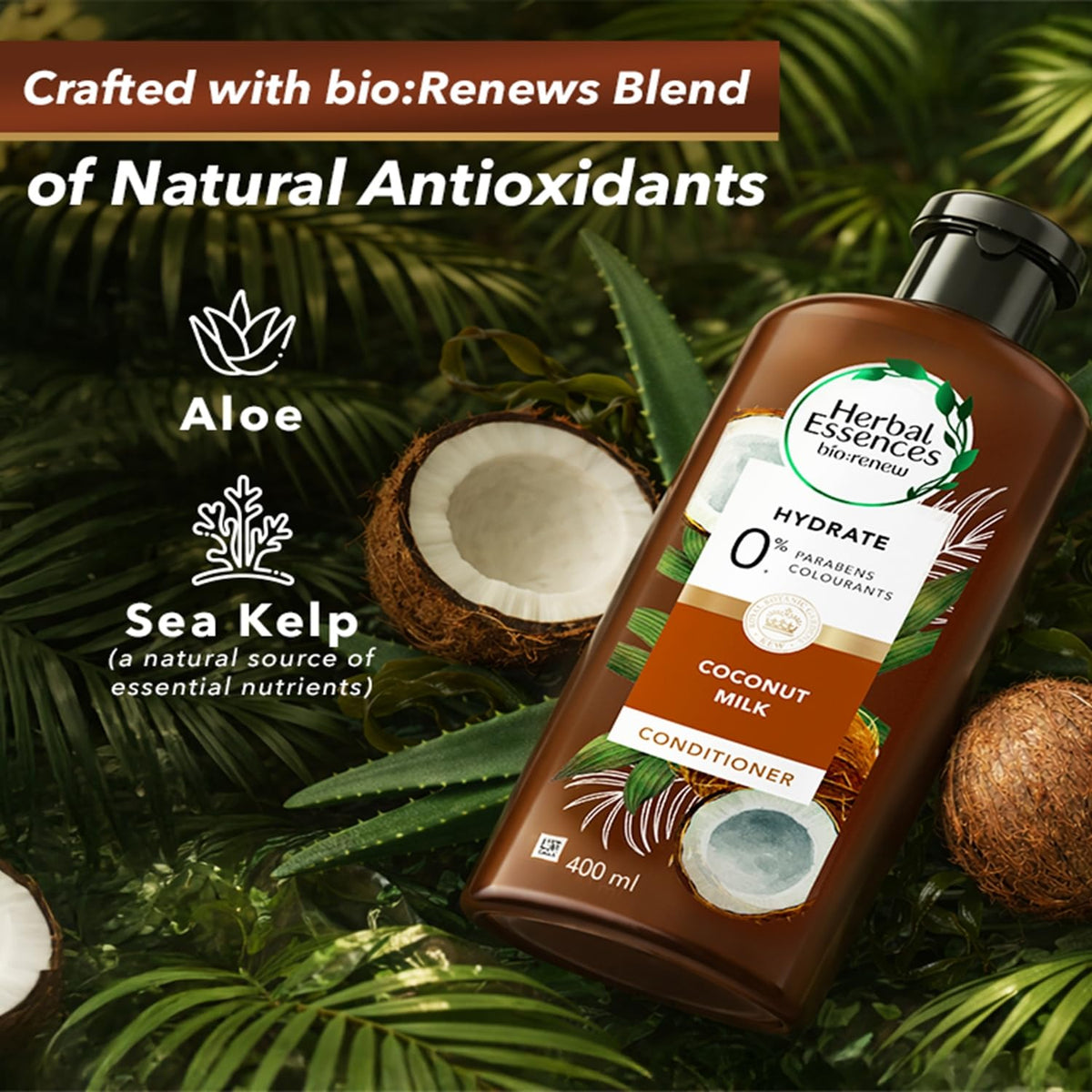 Herbal Essences Coconut Milk CONDITIONER- For Hydration- No Paraben, No Colorants, No Gluten , 400 ML