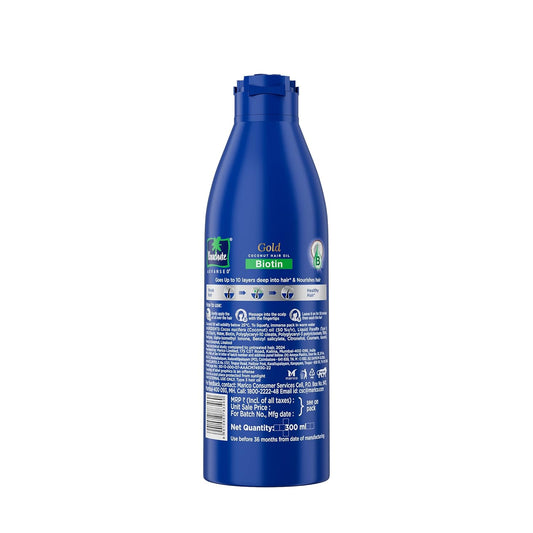 Parachute Advansed Gold Biotin & Coconut Hair Oil | Deep Nourishment for Fuller Hair| No Paraben or Silicone | 300ml