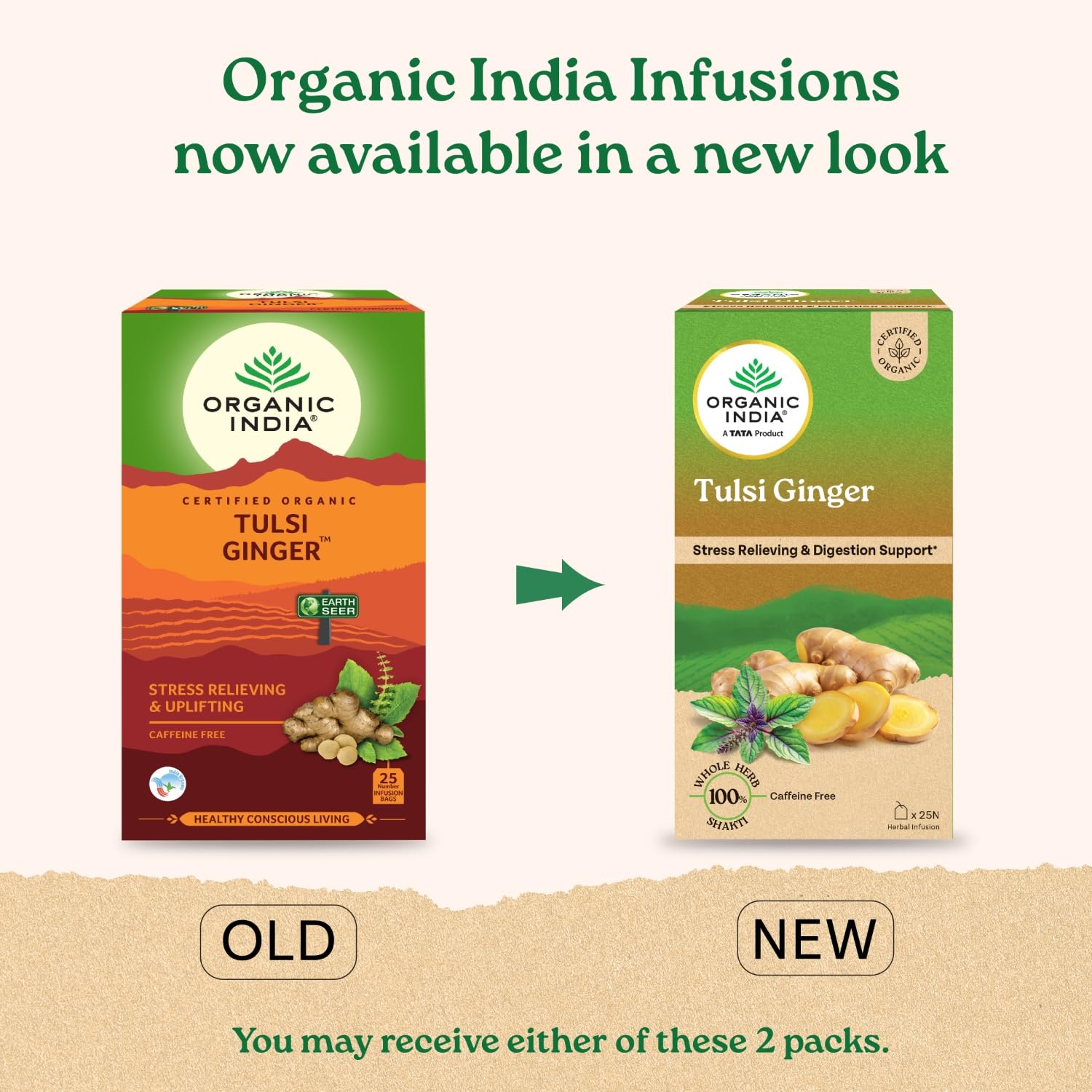 A TATA Product - Organic India Tulsi Ginger - 25 Tea Bags