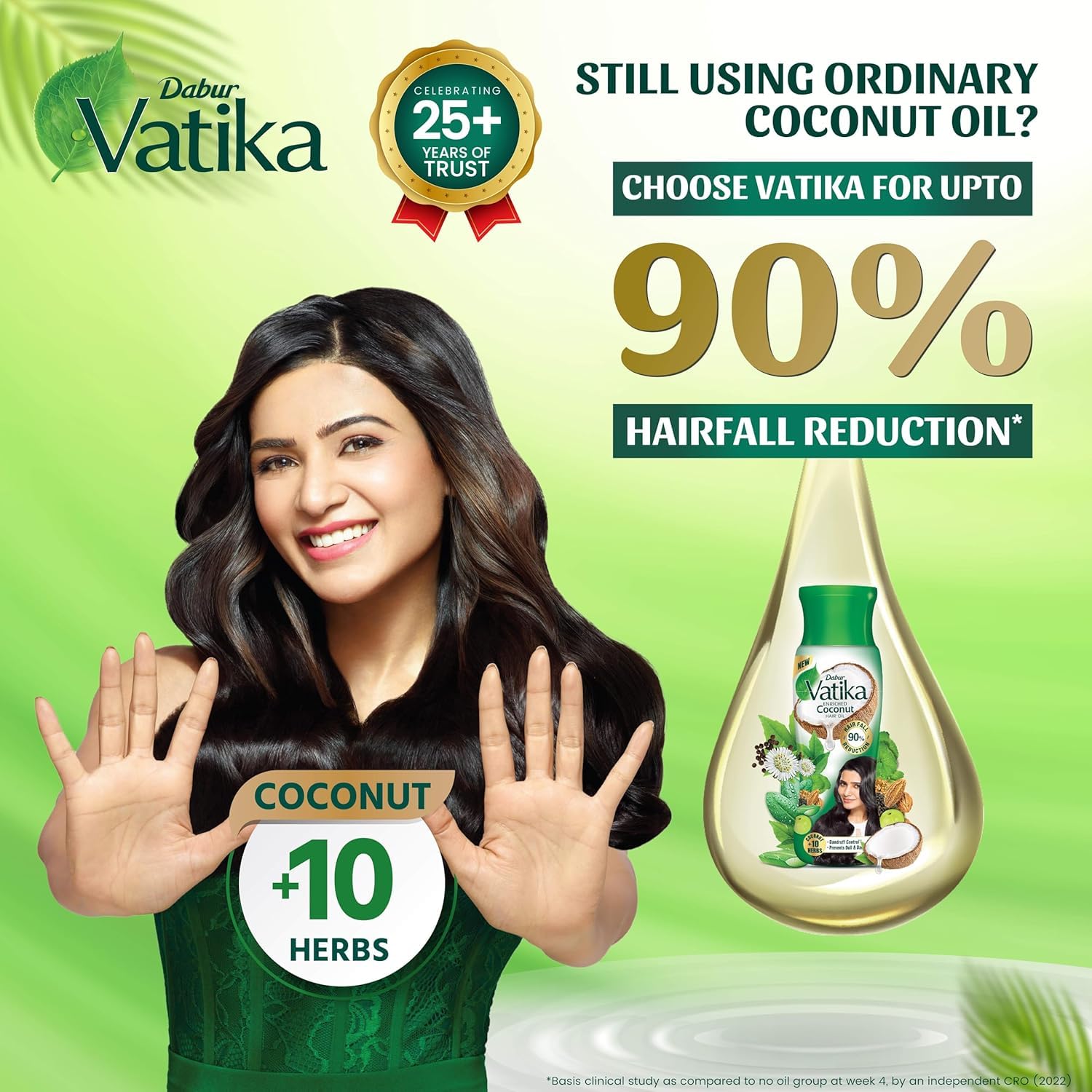 Dabur Vatika Enriched Coconut Hair Oil - 100ml | For Strong, Thick & Shiny Hair | Good for Scalp Health | Enriched with 10 Herbs
