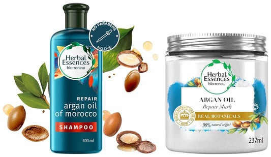 Herbal Essences bio:renew Argan Oil of Morocco SHAMPOO, 400ml, No Parabens No Colourants and Herbal Essences, Argan Oil Hair Mask, 237ml