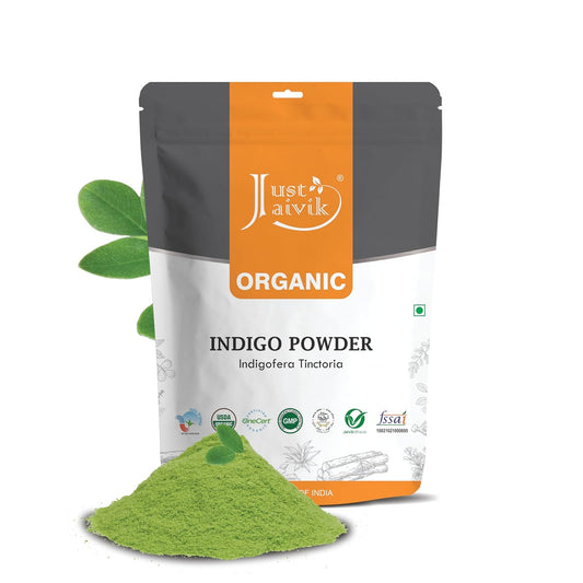 Just Jaivik Indigo Powder - Natural Hair Color | Chemical-Free Alternative to Synthetic Dyes, 227 g