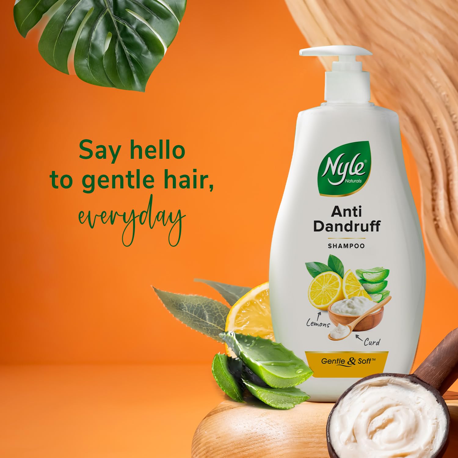 Nyle Naturals Anti Dandruff Shampoo|For Dandruff Free Hair |Enriched With Curd & Lemon |Gentle & Soft Shampoo For Men & Women, 1L