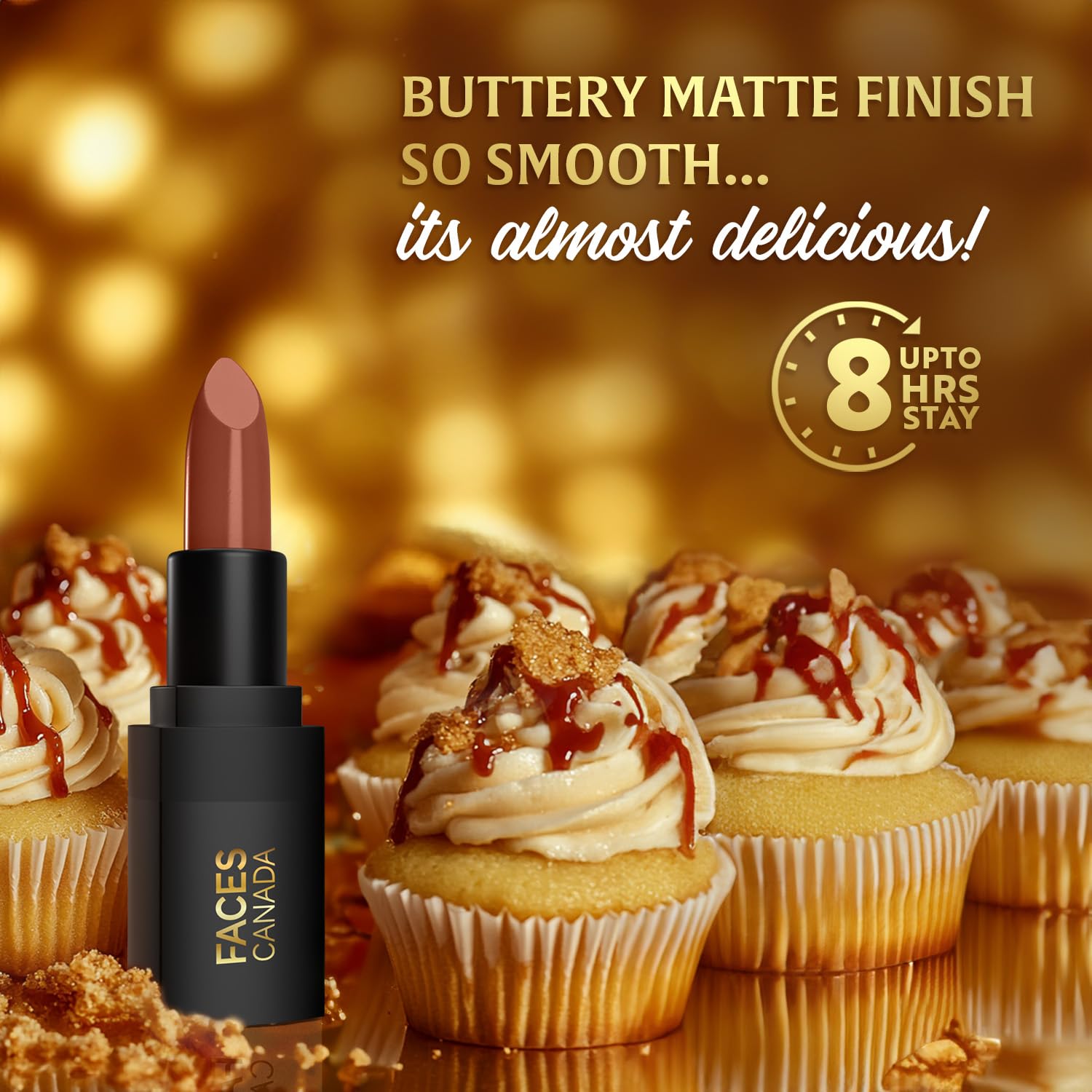 FACES CANADA Comfy Matte Wow Bullet Lipstick - Caramel Swirl (Brown) 4.2g | Smooth Matte Finish | Highly Pigmented | Long Lasting | Super Hydrating | Glides Effortlessly | One Swipe Application | Non Drying | No Cracking