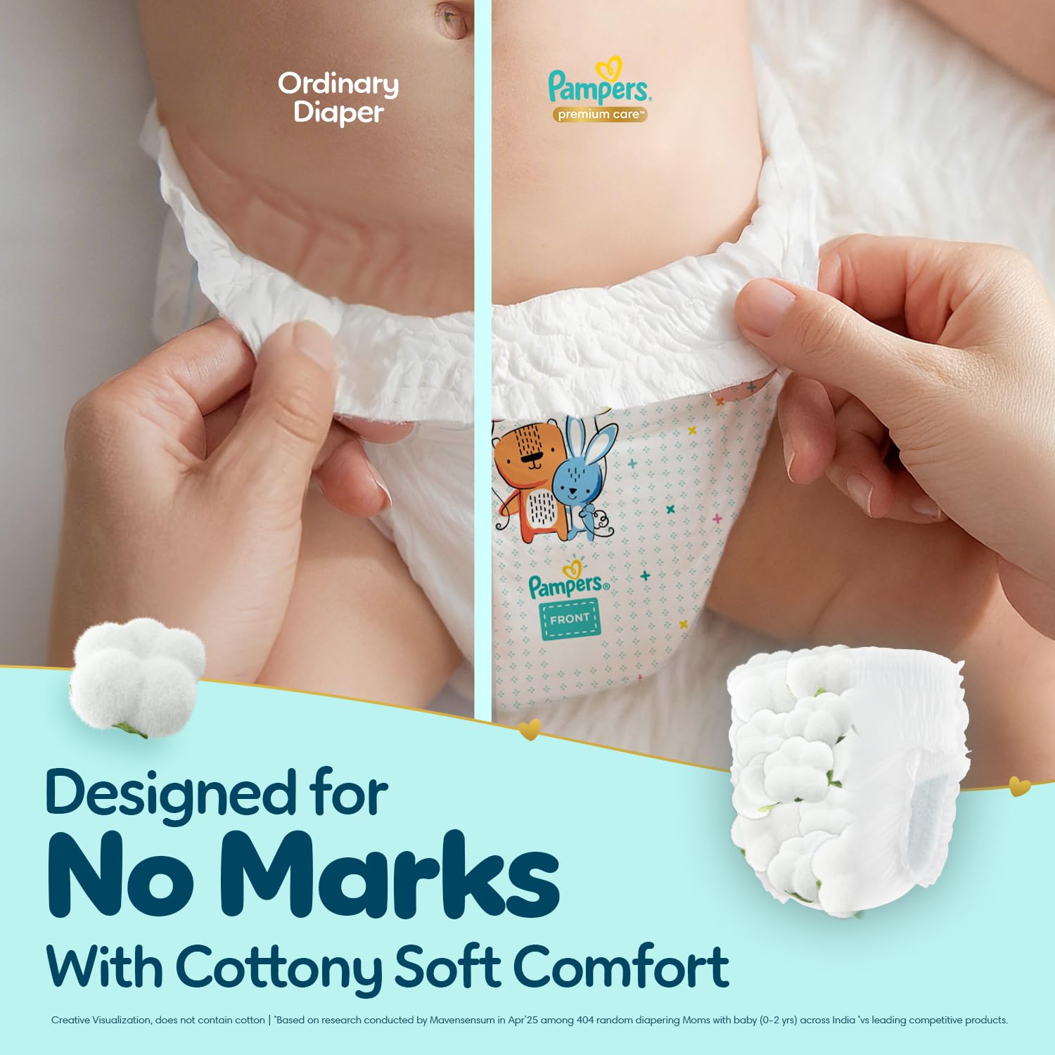 Pampers Premium Care Pant Style Baby Diapers XL 36 Count | No Marks Design | Voted India’s #1 Softest Diaper | All in 1 diaper with 360 Cottony Softness