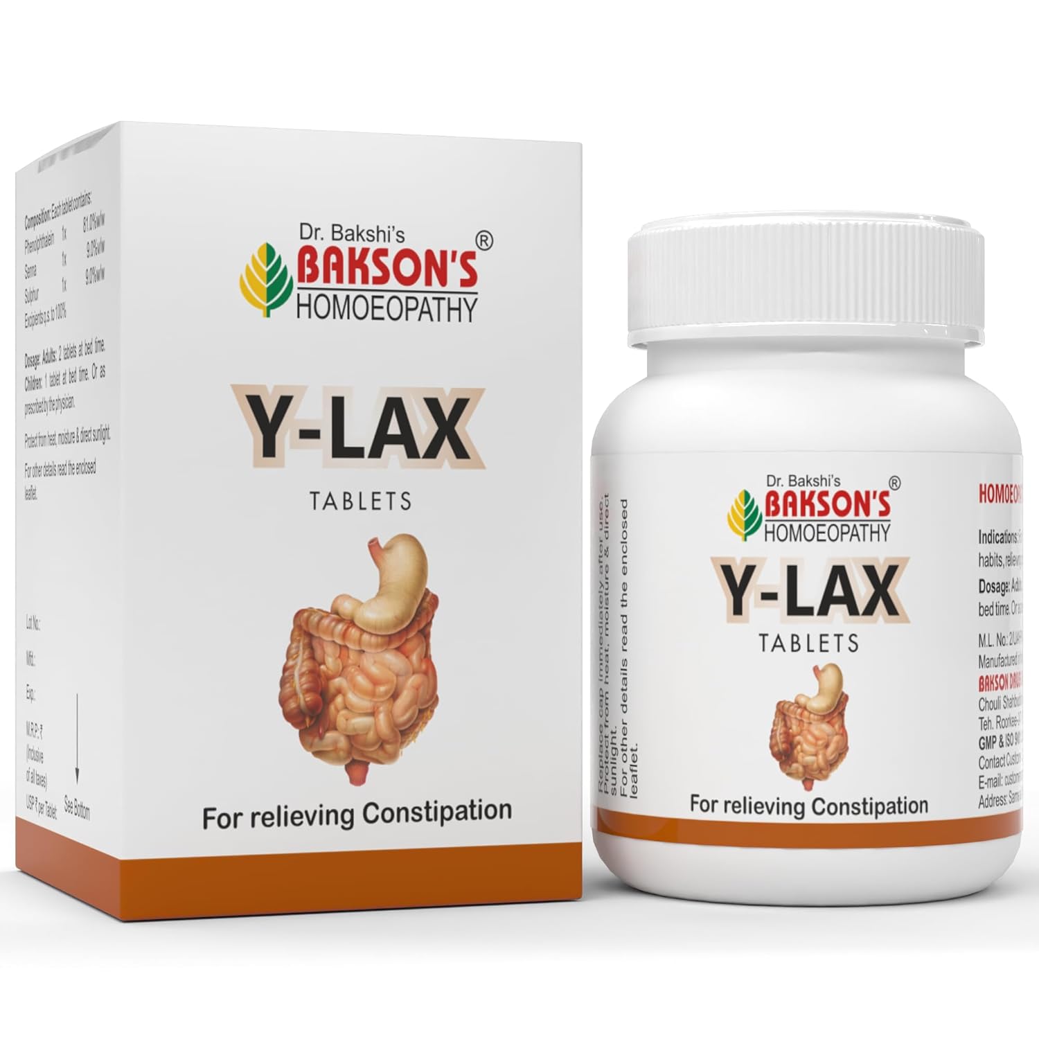 Bakson's Homeopathy Y-Lax Tablet - 200 tabs - Pack of 1
