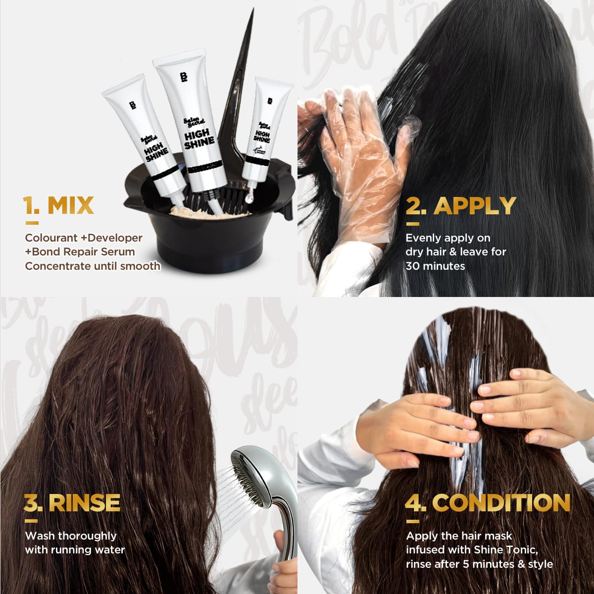 BBLUNT Salon Secret High Shine Conditioning Hair Colour With MaliPeptide BondTech™ to reduce breakage | Coffee Natural Brown 4.31 | No Ammonia 100%, Grey Coverage | Long Lasting Colour | Salon at home