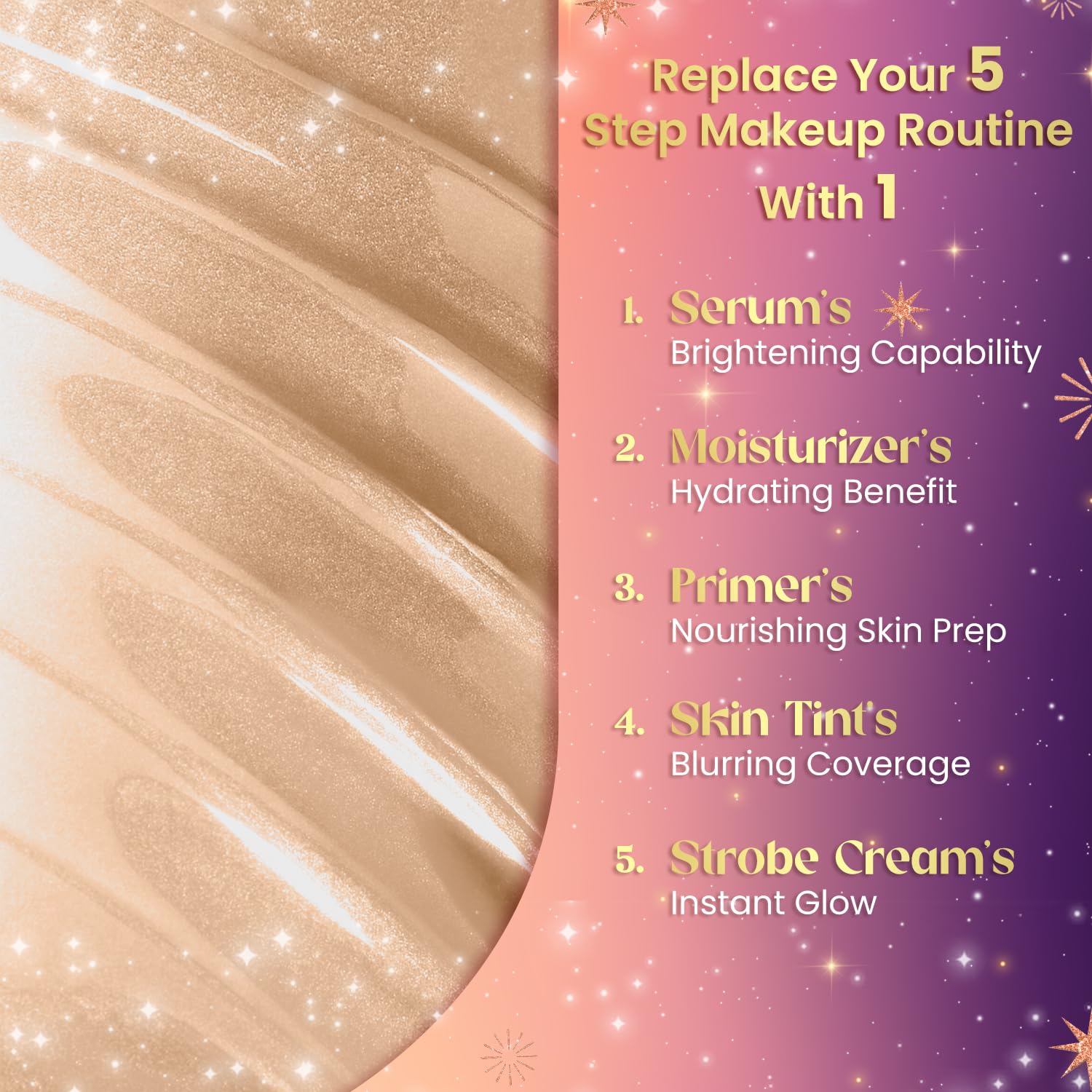 FACES CANADA Strobe CC Tint Mini - Paradise Vibes 01, 18ml | 5-in-1 Serum + Moisturizer + Primer + BB/CC Cream + Strobe Cream | Lightweight | Radiant Dewy Glass Skin Glow | Niacinamide & Hyaluronic Acid | For Fair To Light Skin