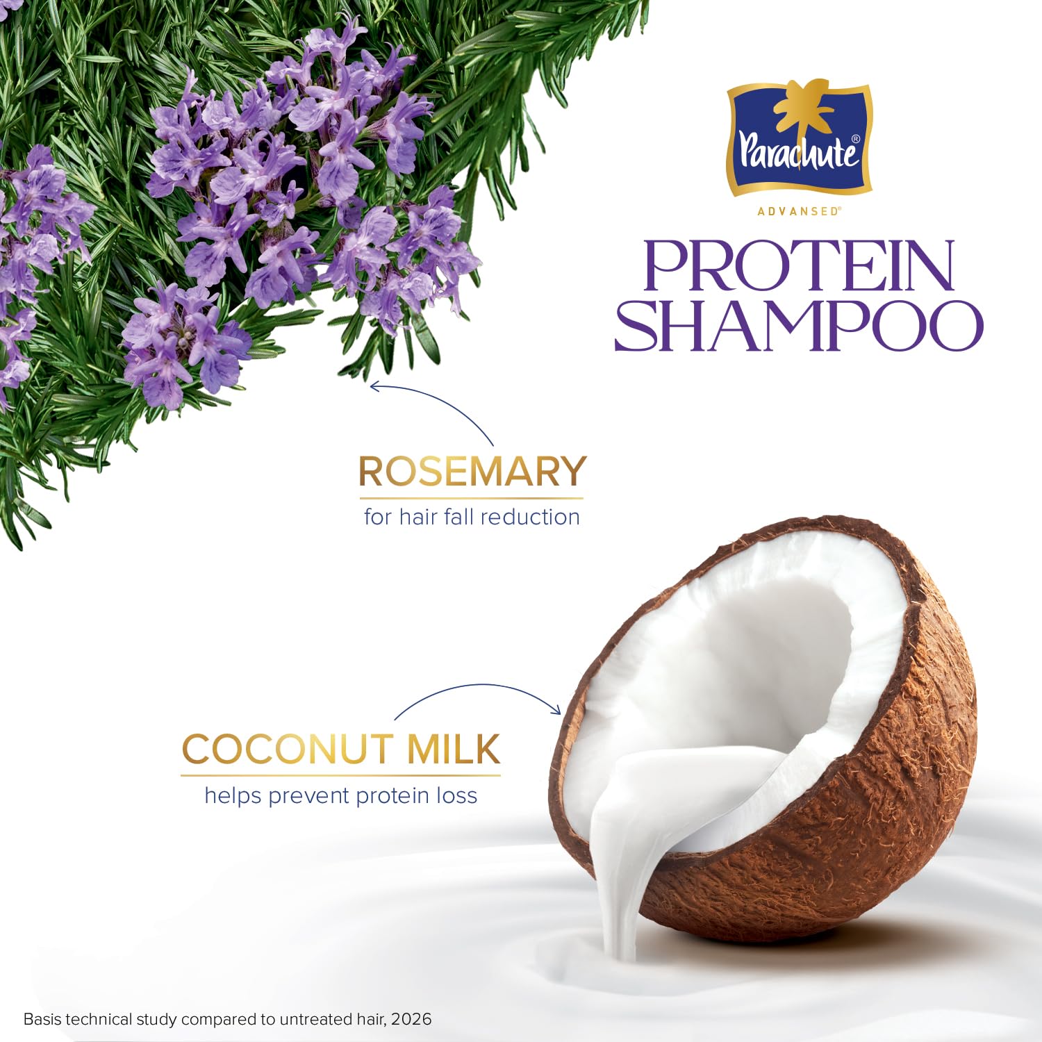 Parachute Advansed Protein Shampoo with Coconut Milk & Rosemary | Up to 96% Hair Fall Reduction & up to 23X Hair Fall Control | Protein Lock Technology | Paraben free | For Men & Women | 1.2L
