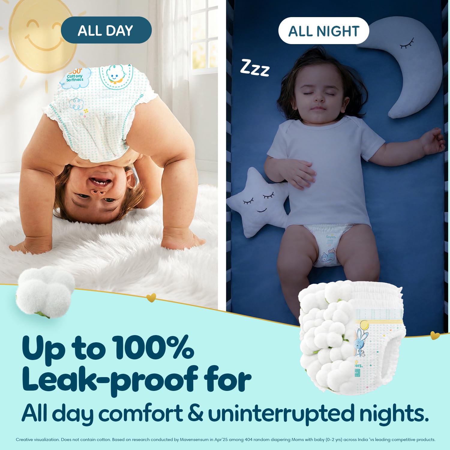 Pampers Premium Care Pant Style Baby Diapers XL 36 Count | No Marks Design | Voted India’s #1 Softest Diaper | All in 1 diaper with 360 Cottony Softness