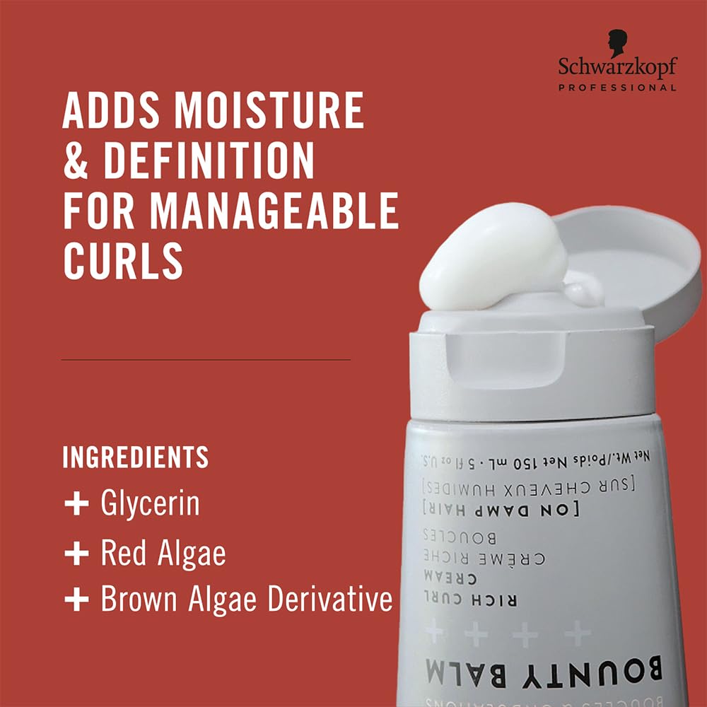 Schwarzkopf Professional OSiS+ Bounty Balm Rich Curl Cream For Taming and Enhanceing The Curly and Wavy Hair | Adds Shine & Softness With Glycerin, Red Algae, and Brown Algae Derivative - 150ml