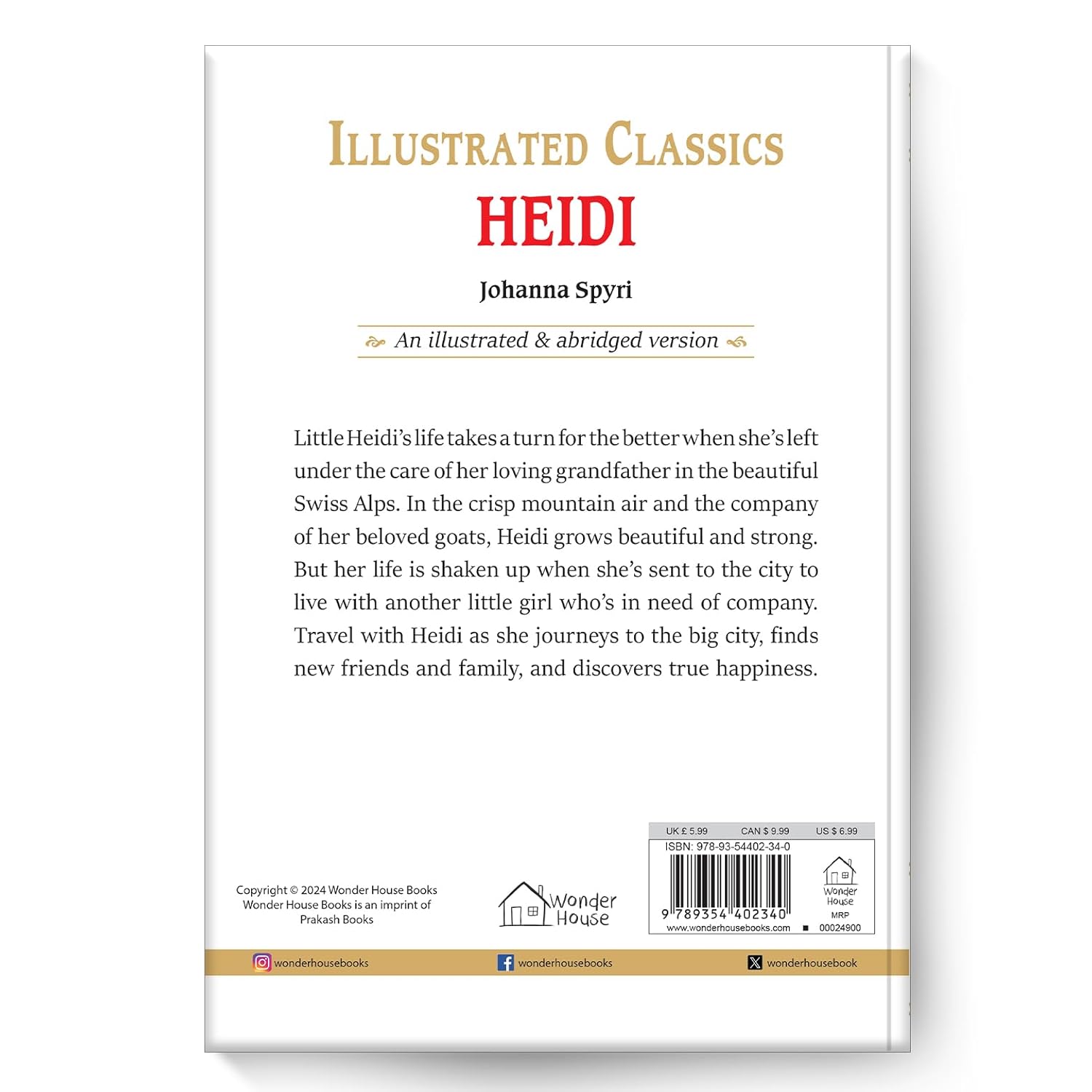 Heidi : Illustrated Abridged Children Classics English Novel with Review Questions Hardcover Book