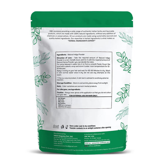 H&C Herbal Ingredients Expert Natural Indigo Powder (Indigofera Tinctoria) for Hair, 227g – Black