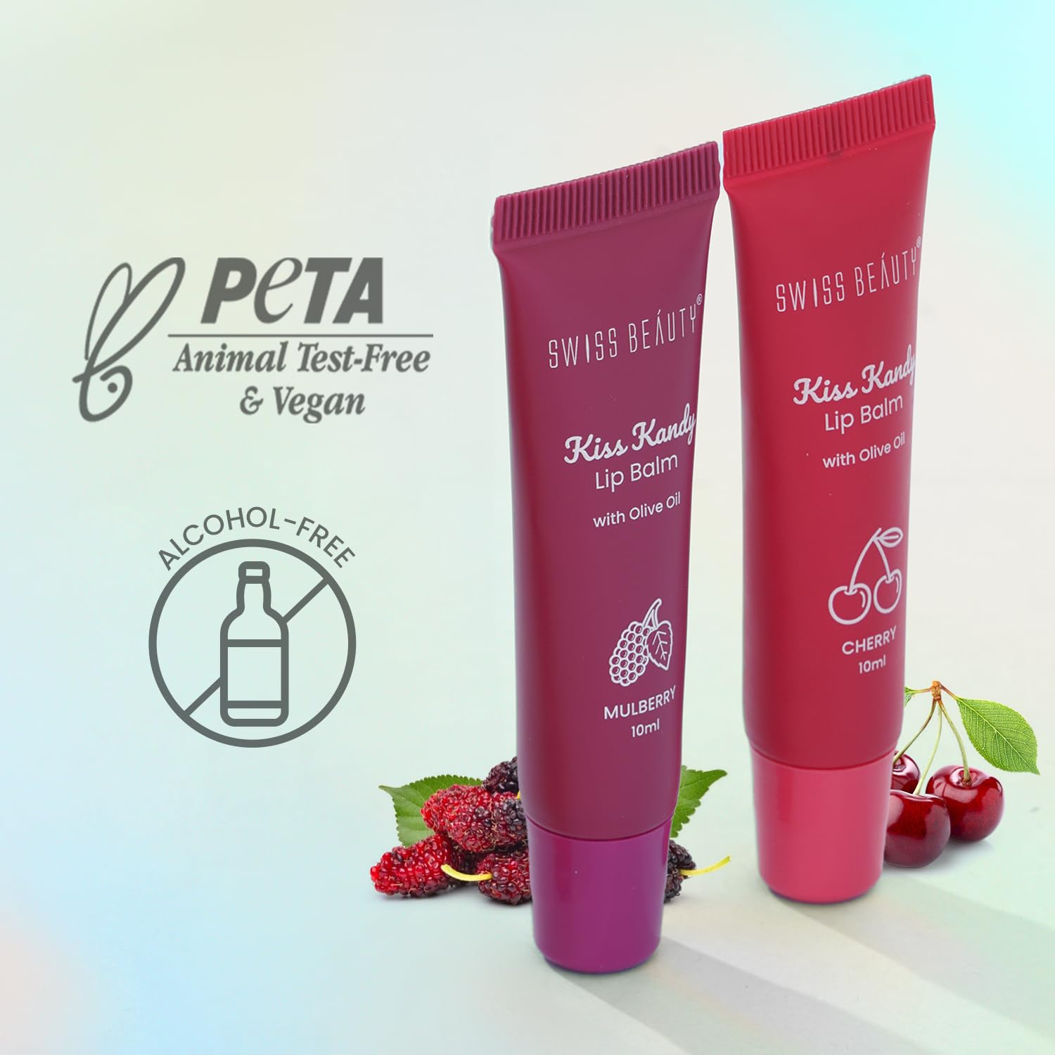 Swiss Beauty Kiss Kandy Tinted Lip Balm | Moisturising Non-Sticky Formula with Olive Oil & Vitamin E | Soft, Smooth & Hydrated Lips All Day | Pomegranate, 10ml
