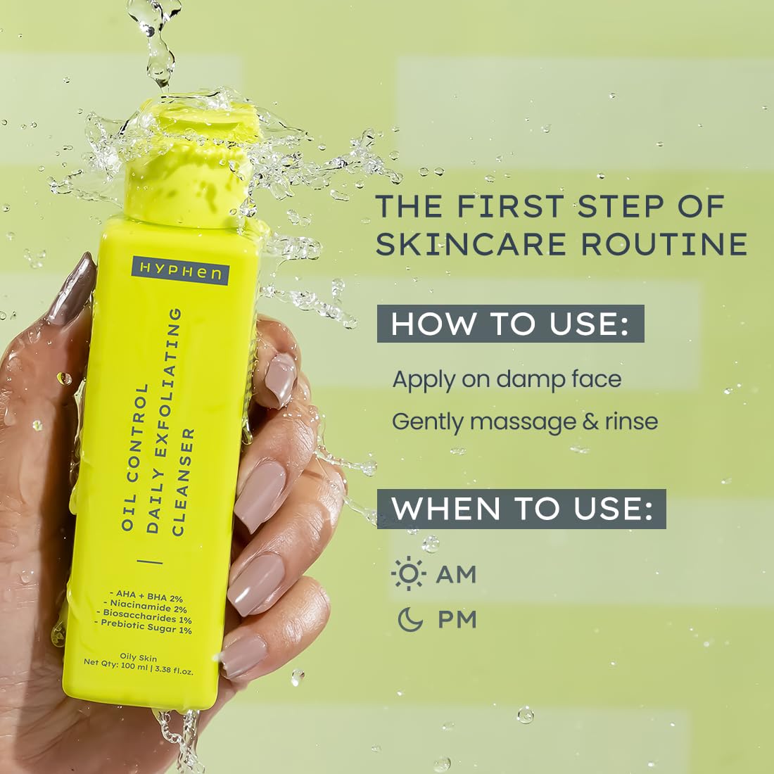 Hyphen Oil Control Daily Exfoliating Cleanser 2% AHA + BHA Salicylic Acid Face Wash For Oily Skin & Acne (100ml)